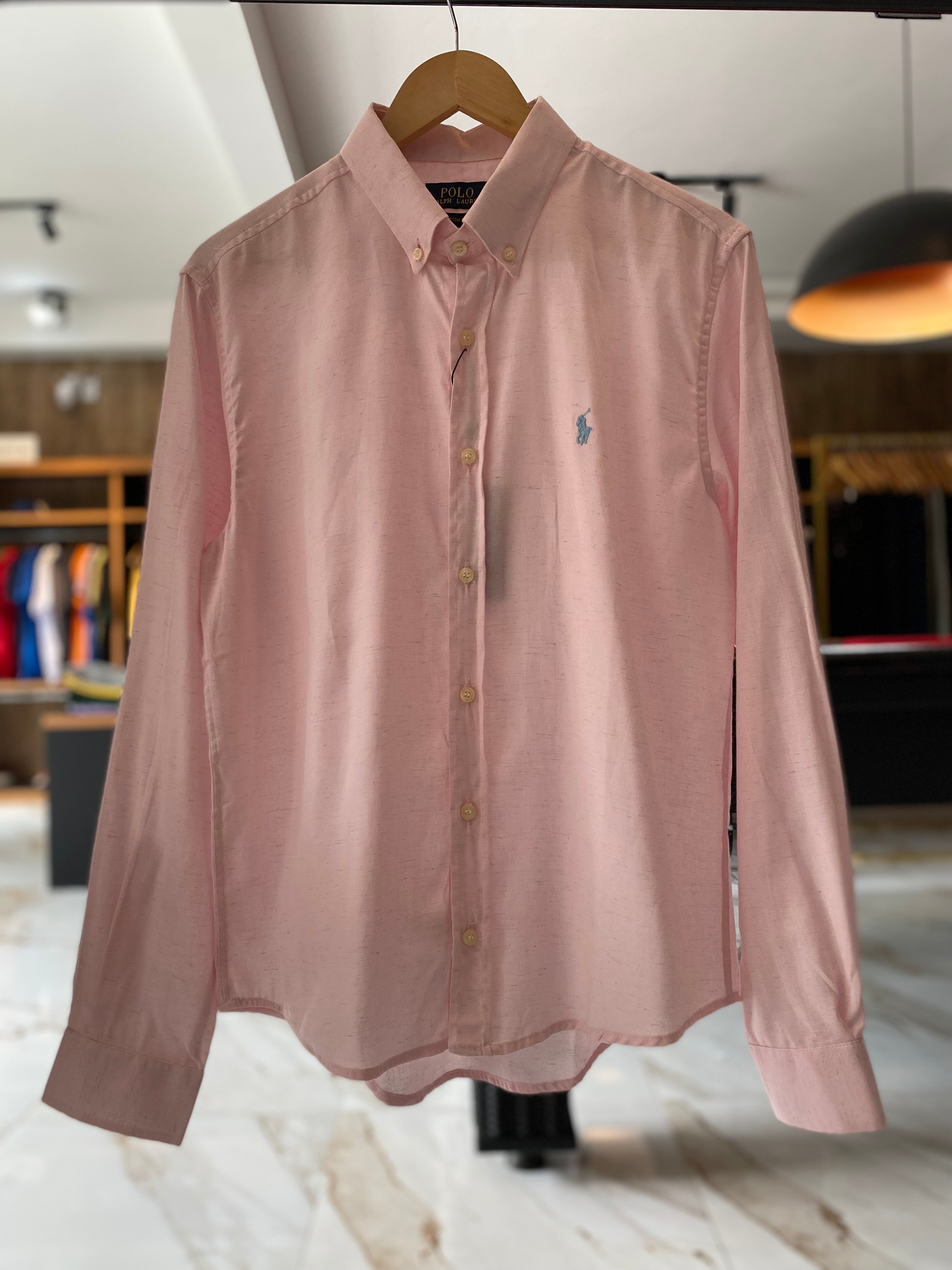 Camisa Ralph Lauren Masculina Linho Rosa