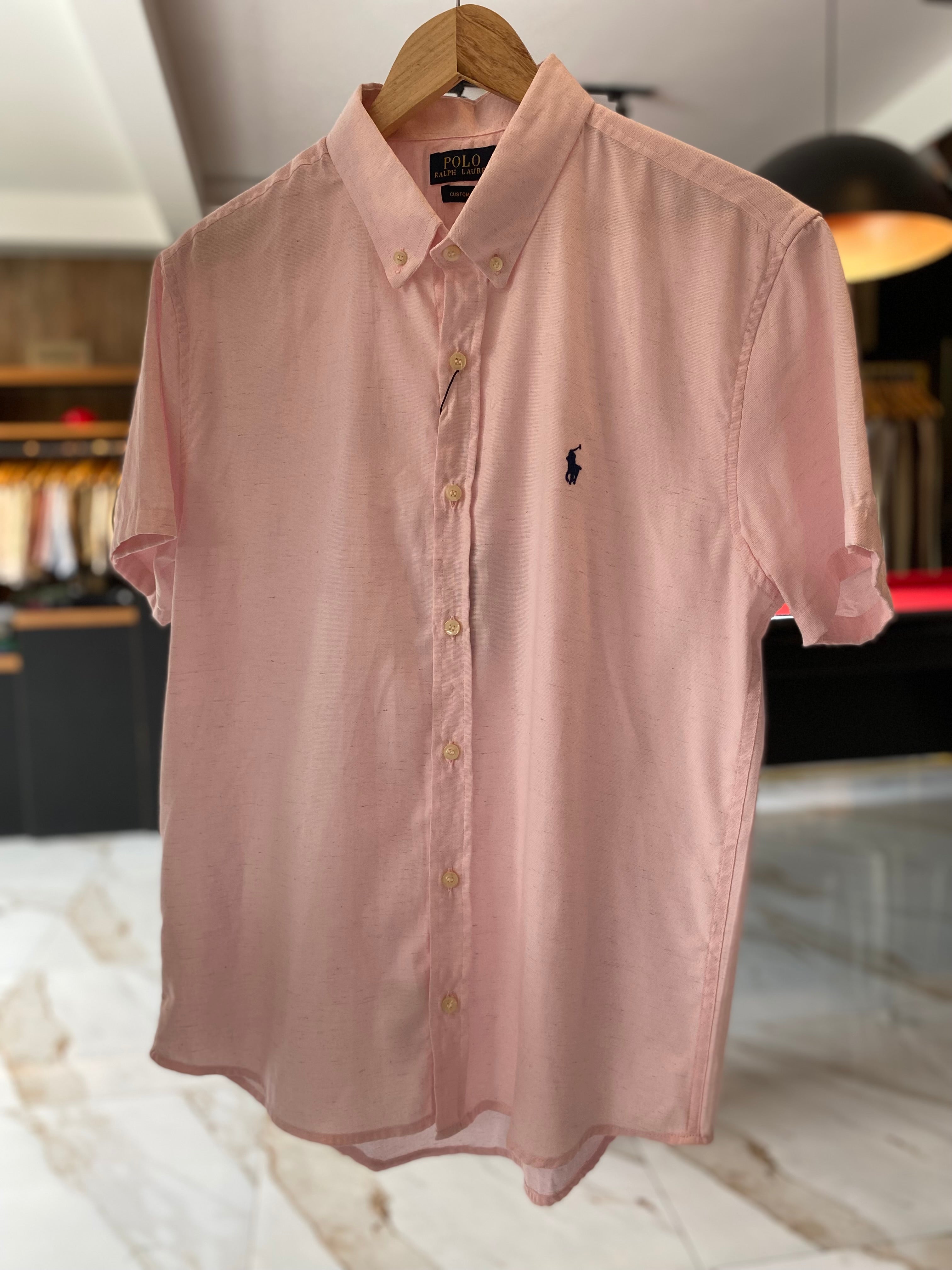 Camisa Ralph Lauren Masculina Linho Rosa