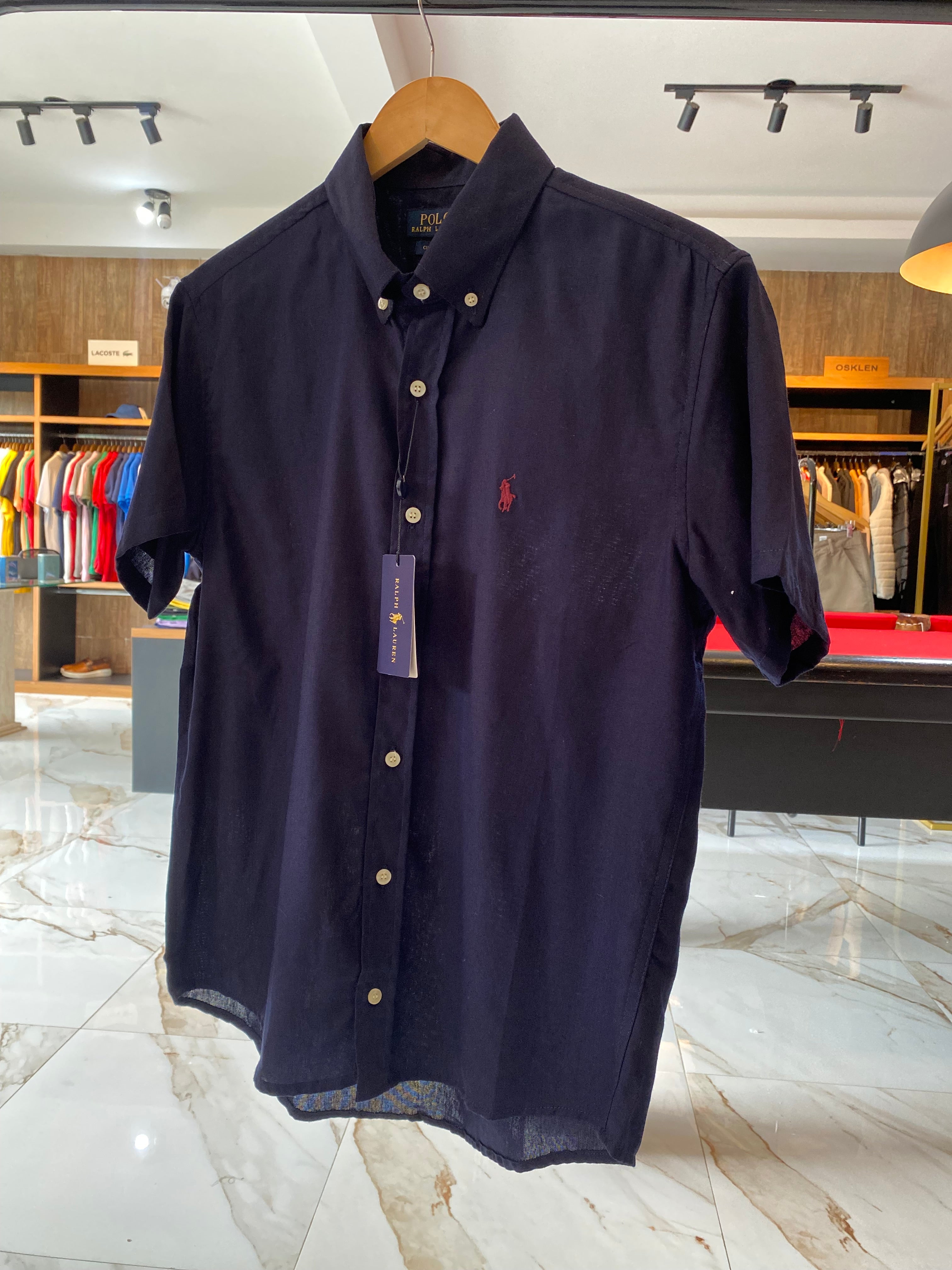 Camisa Ralph Lauren Masculina Linho Azul Marinho