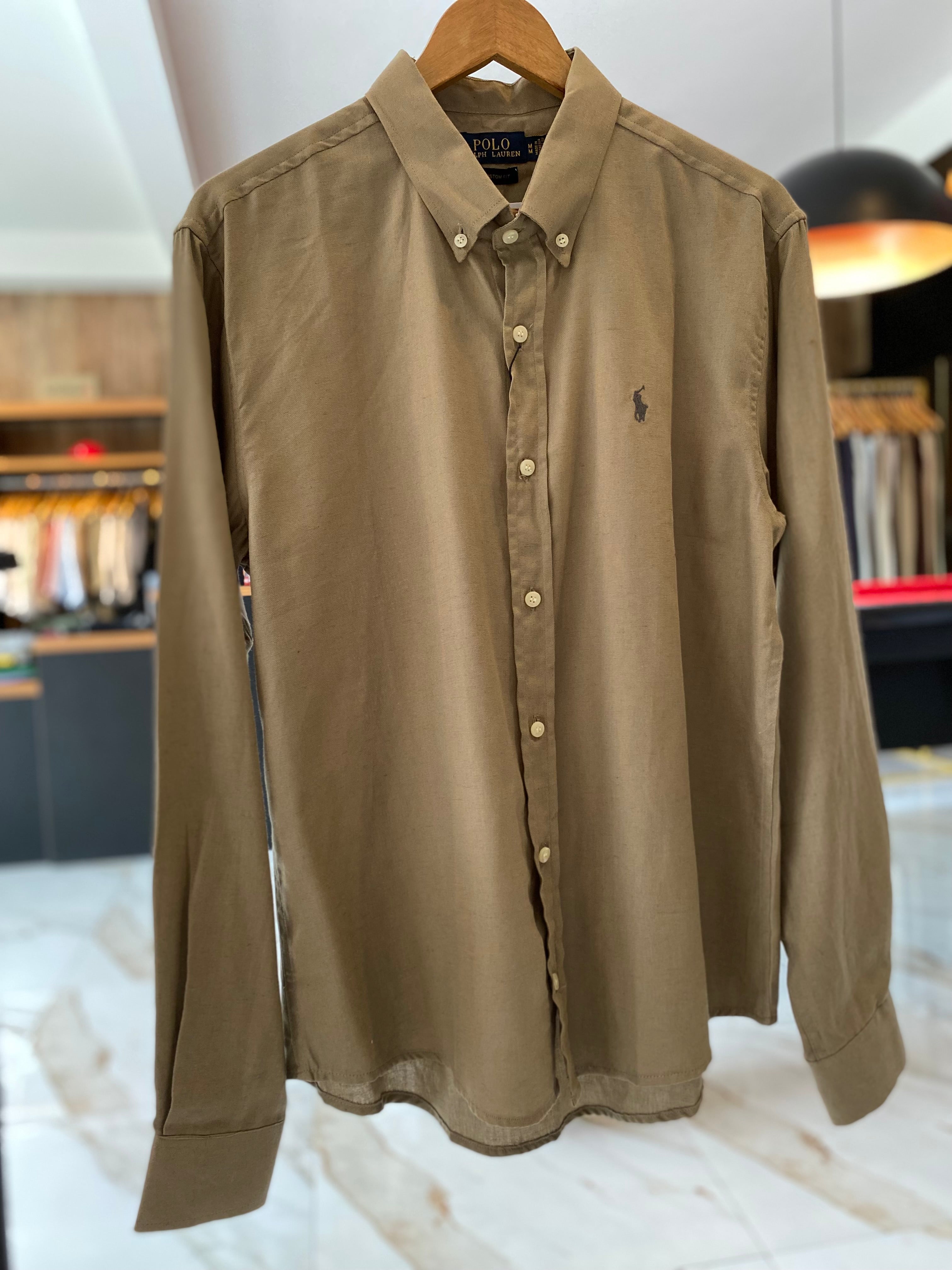 Camisa Ralph Lauren Masculina Linho Bege